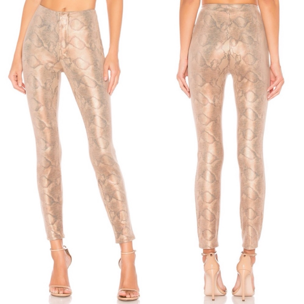 Mother High Waisted Seamless Looker Ankle Pants Slither Shimmer Shinny Gold New